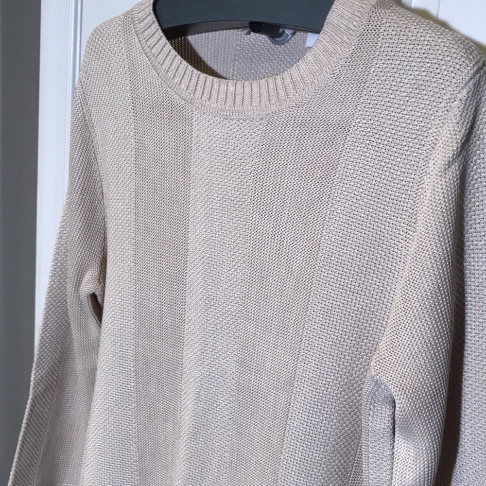 Boss Elegant Sweater 3/4 Sleeve Crew Neck Tunic Sweater Cream Shimmer Size M /L